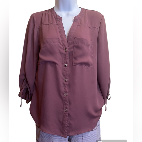 New York & Company blouse and cropped pants Size S/6 mauve and purple - Picture 3 of 8